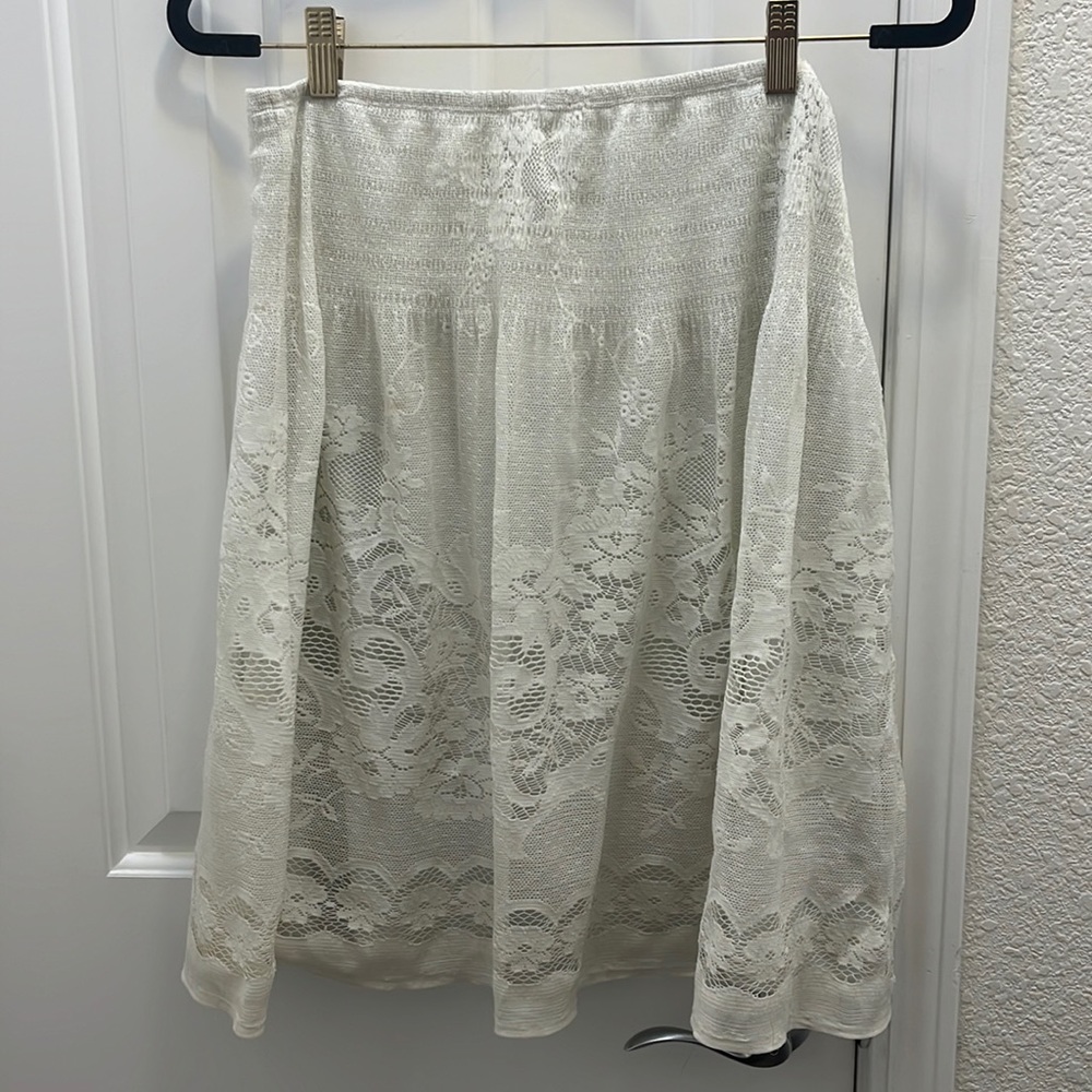 White lease panel stretchy skirt